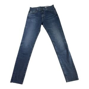 AG Adriano Goldschmied The Farrah Skinny Ankle High Rise Jeans Blue Raw Hem 27